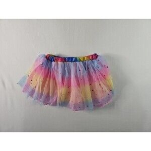 Rainbow Tulle Tutu Skirt Girl's Small Elastic Waist 9.5" All Dressed Up Costume